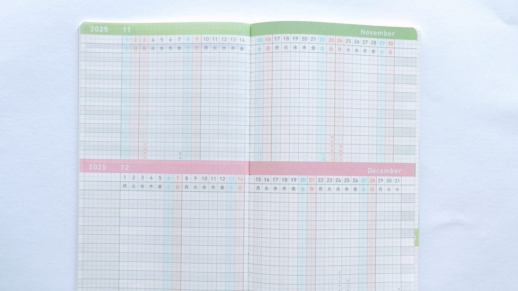 2か月の記録を俯瞰できるガントチャートトラッカーページ（ジブン手帳mini 2026）